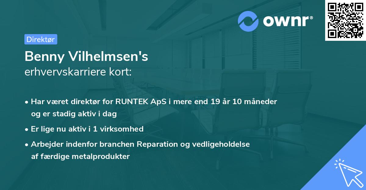 Benny Vilhelmsen's erhvervskarriere kort