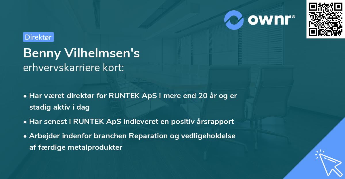Benny Vilhelmsen's erhvervskarriere kort