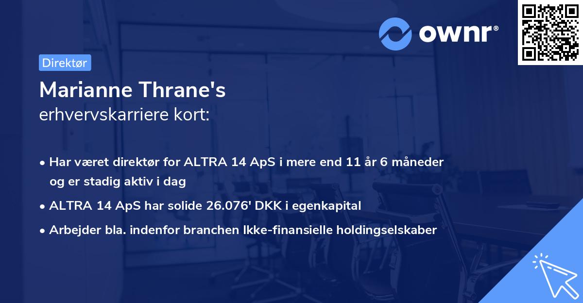 Marianne Thrane's erhvervskarriere kort