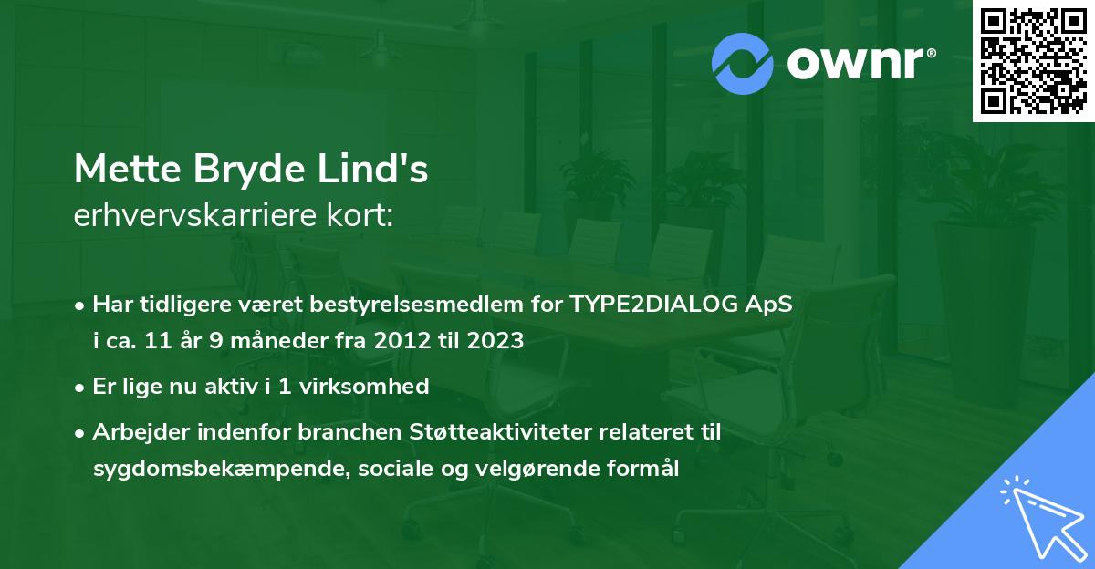 Mette Bryde Lind's erhvervskarriere kort