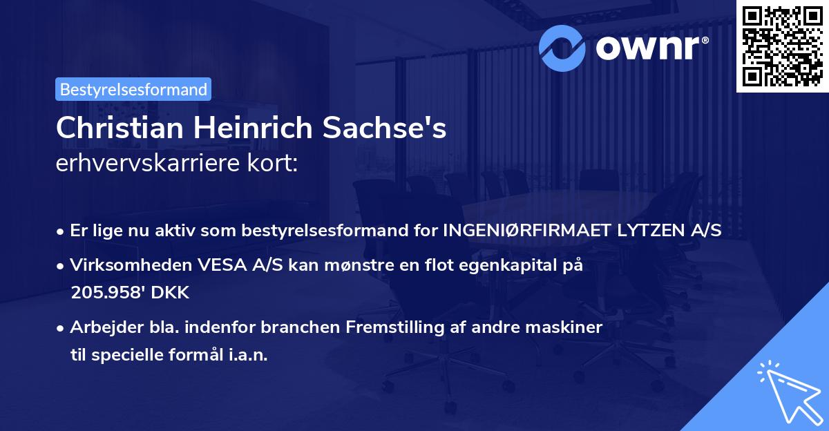 Christian Heinrich Sachse's erhvervskarriere kort
