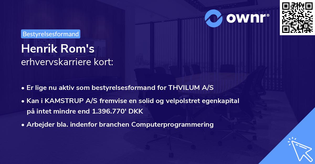 Henrik Rom's erhvervskarriere kort