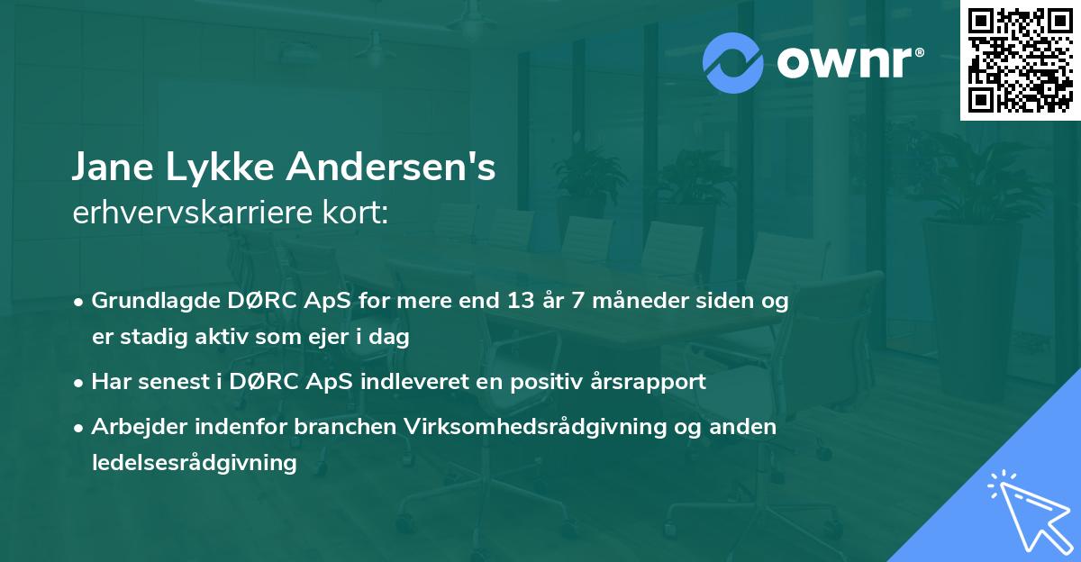 Jane Lykke Andersen's erhvervskarriere kort