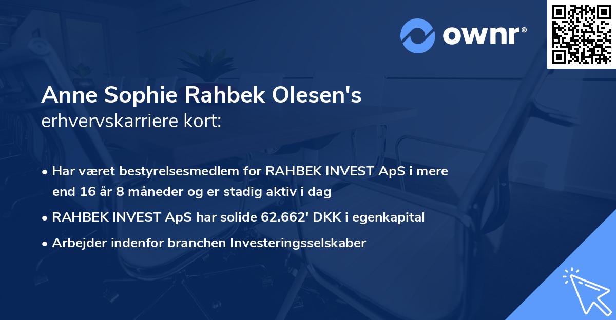 Anne Sophie Rahbek Olesen's erhvervskarriere kort