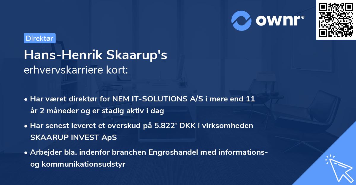 Hans-Henrik Skaarup's erhvervskarriere kort