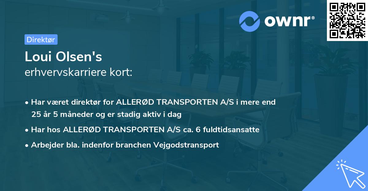 Loui Olsen's erhvervskarriere kort
