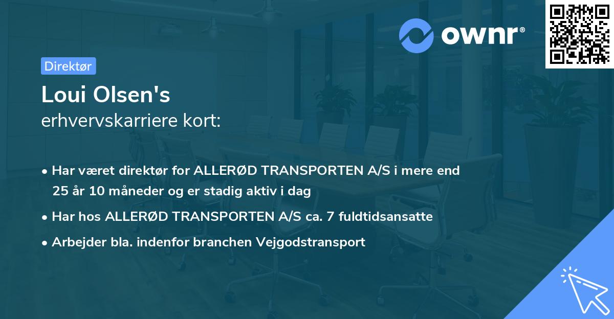 Loui Olsen's erhvervskarriere kort