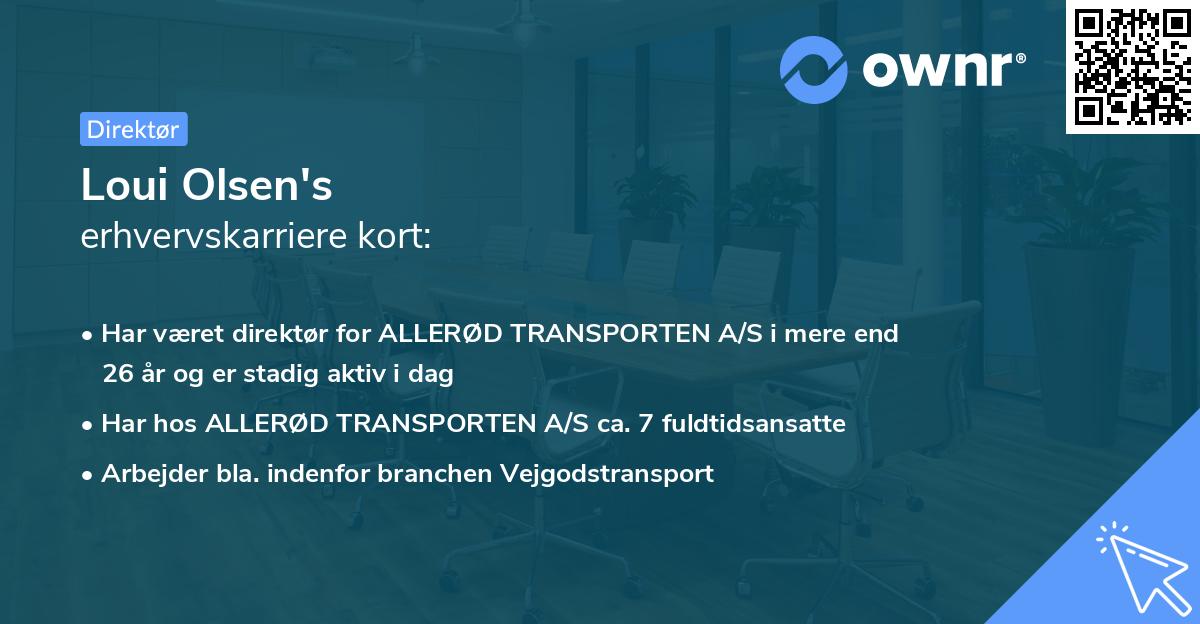 Loui Olsen's erhvervskarriere kort