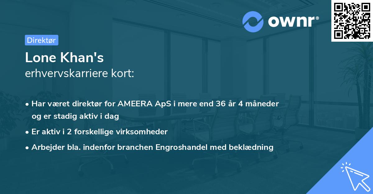 Lone Khan's erhvervskarriere kort
