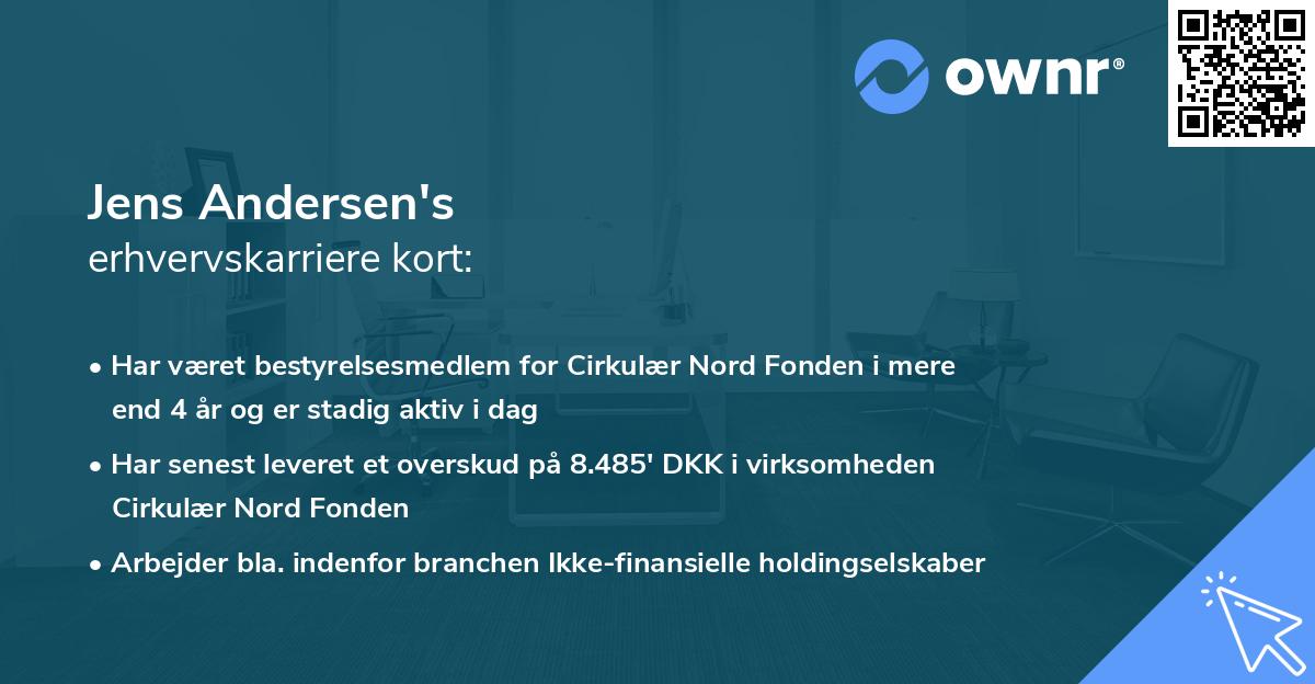 Jens Andersen's erhvervskarriere kort