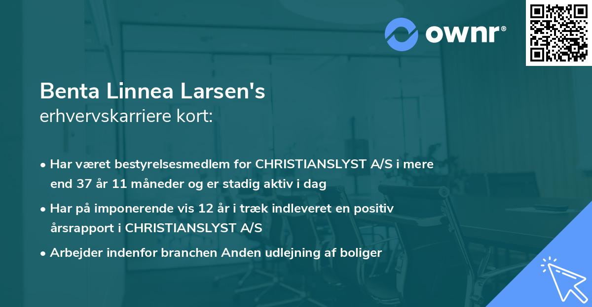 Benta Linnea Larsen's erhvervskarriere kort