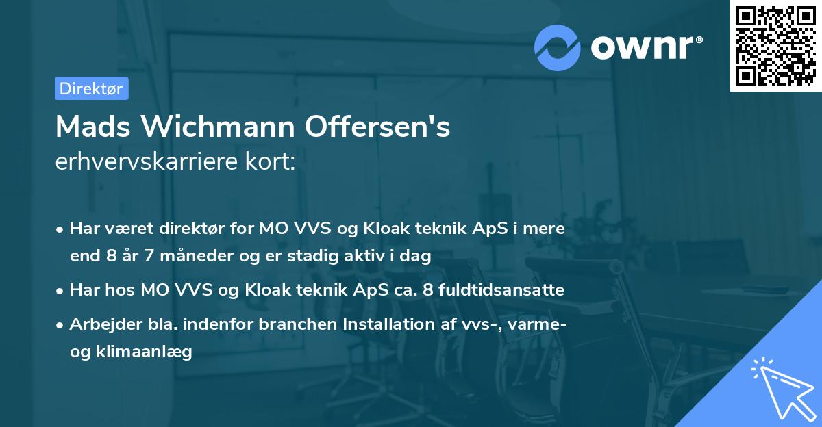 Mads Wichmann Offersen's erhvervskarriere kort