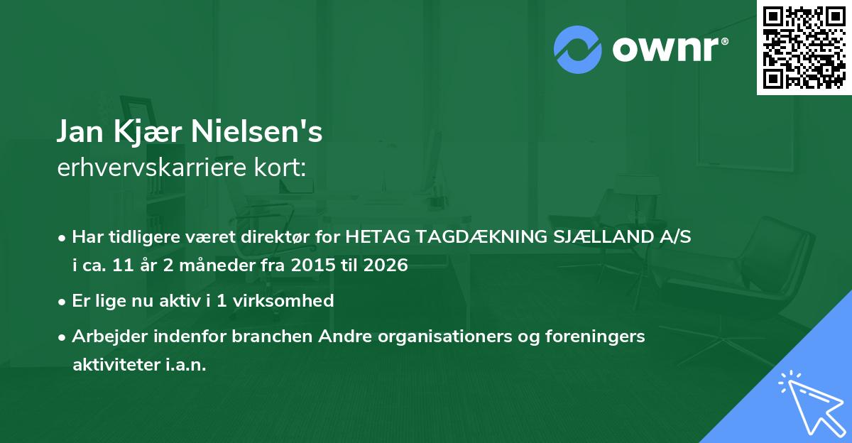 Jan Kjær Nielsen's erhvervskarriere kort