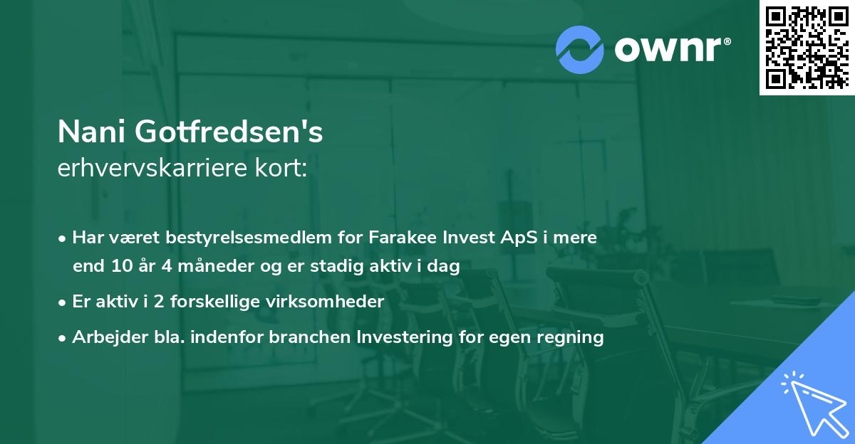Nani Gotfredsen's erhvervskarriere kort