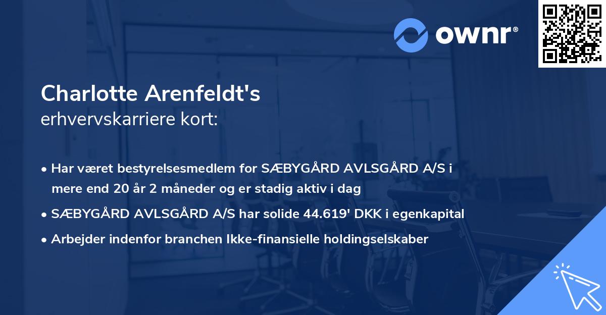 Charlotte Arenfeldt's erhvervskarriere kort