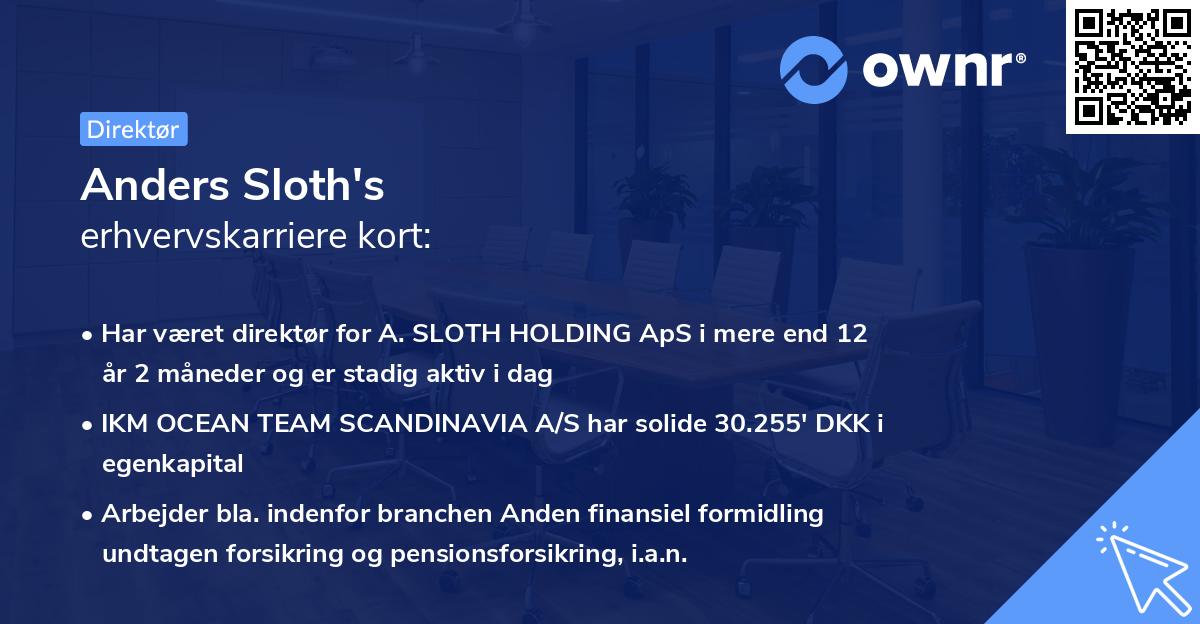 Anders Sloth's erhvervskarriere kort