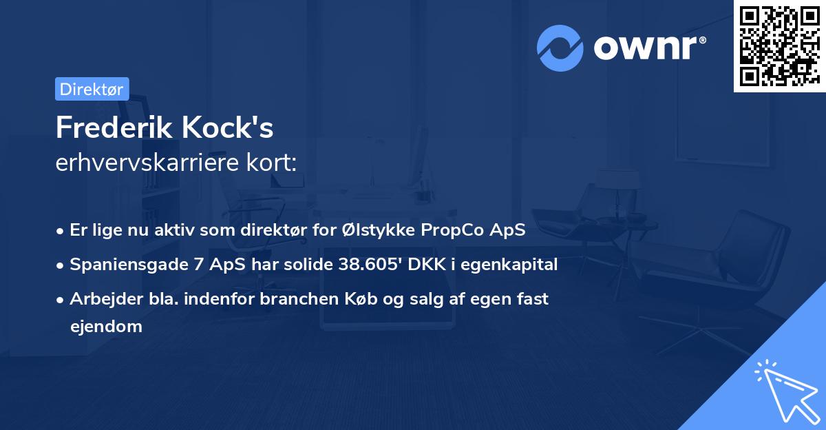 Frederik Kock's erhvervskarriere kort