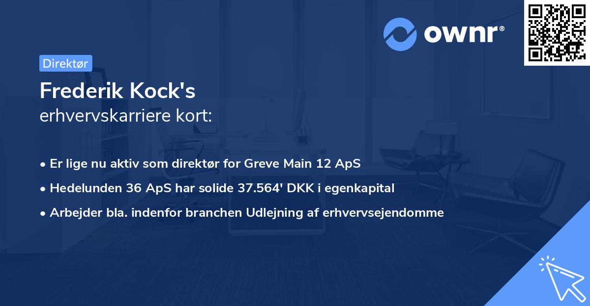 Frederik Kock's erhvervskarriere kort