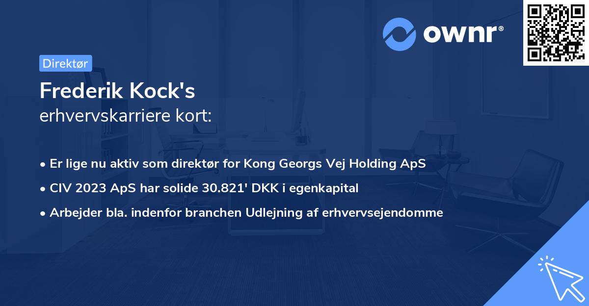 Frederik Kock's erhvervskarriere kort