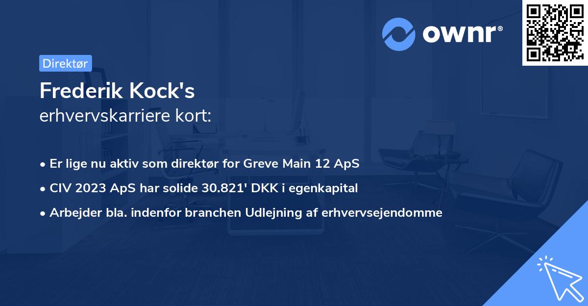 Frederik Kock's erhvervskarriere kort