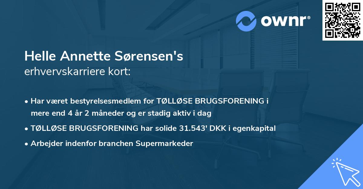 Helle Annette Sørensen's erhvervskarriere kort