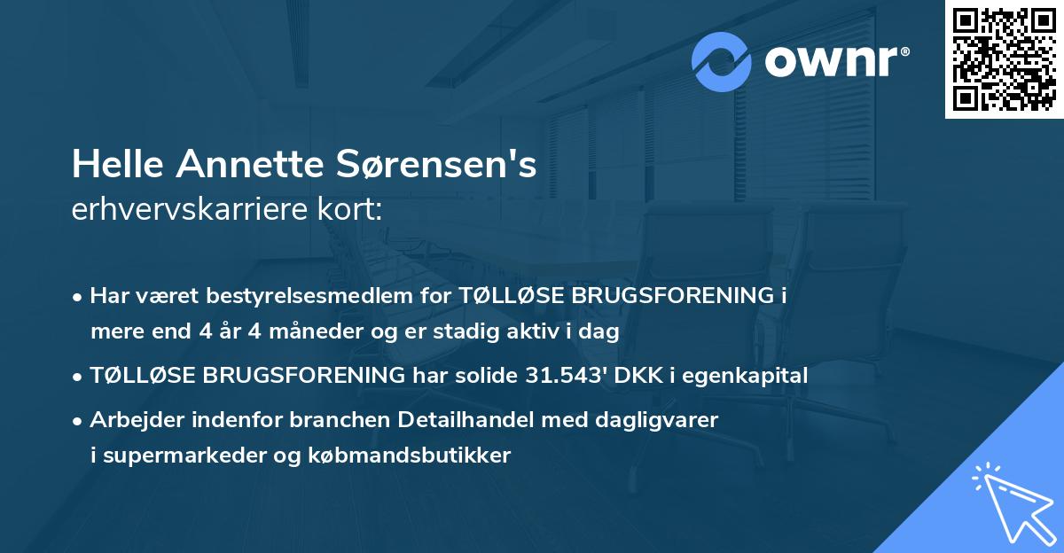 Helle Annette Sørensen's erhvervskarriere kort