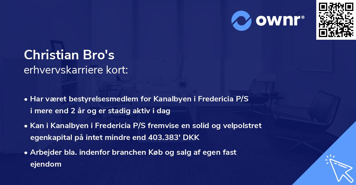 Christian Bro's erhvervskarriere kort