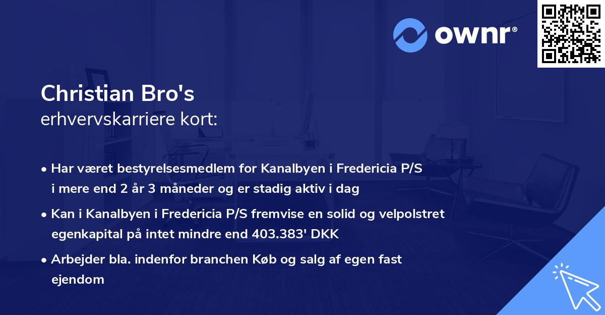 Christian Bro's erhvervskarriere kort