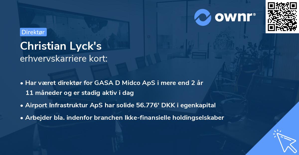 Christian Lyck's erhvervskarriere kort