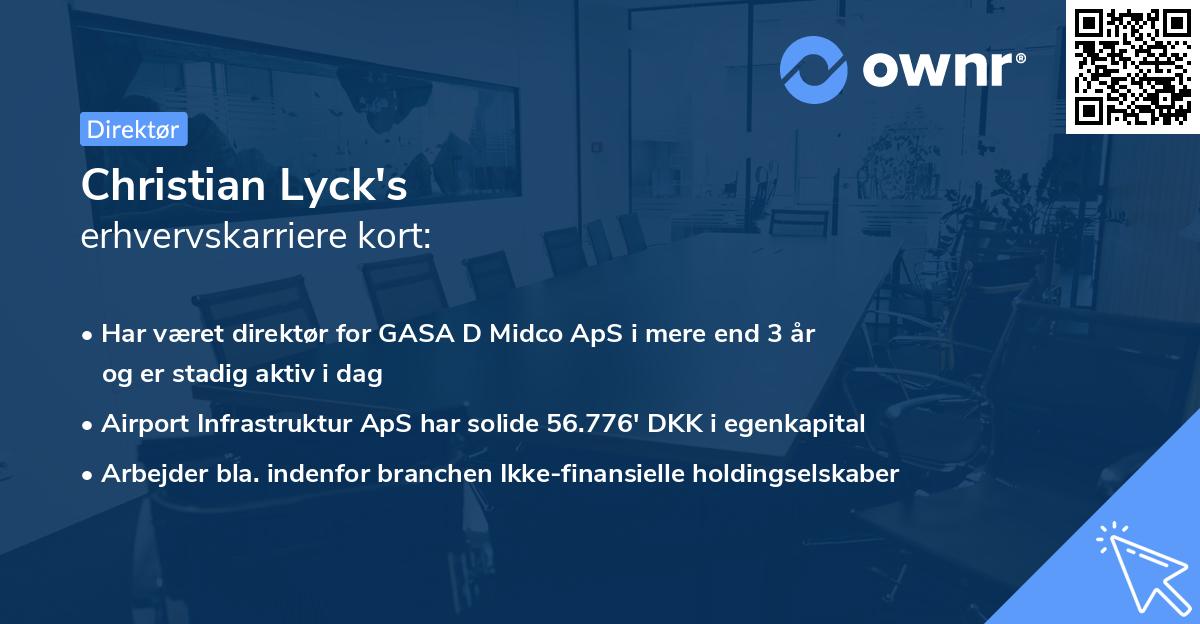 Christian Lyck's erhvervskarriere kort
