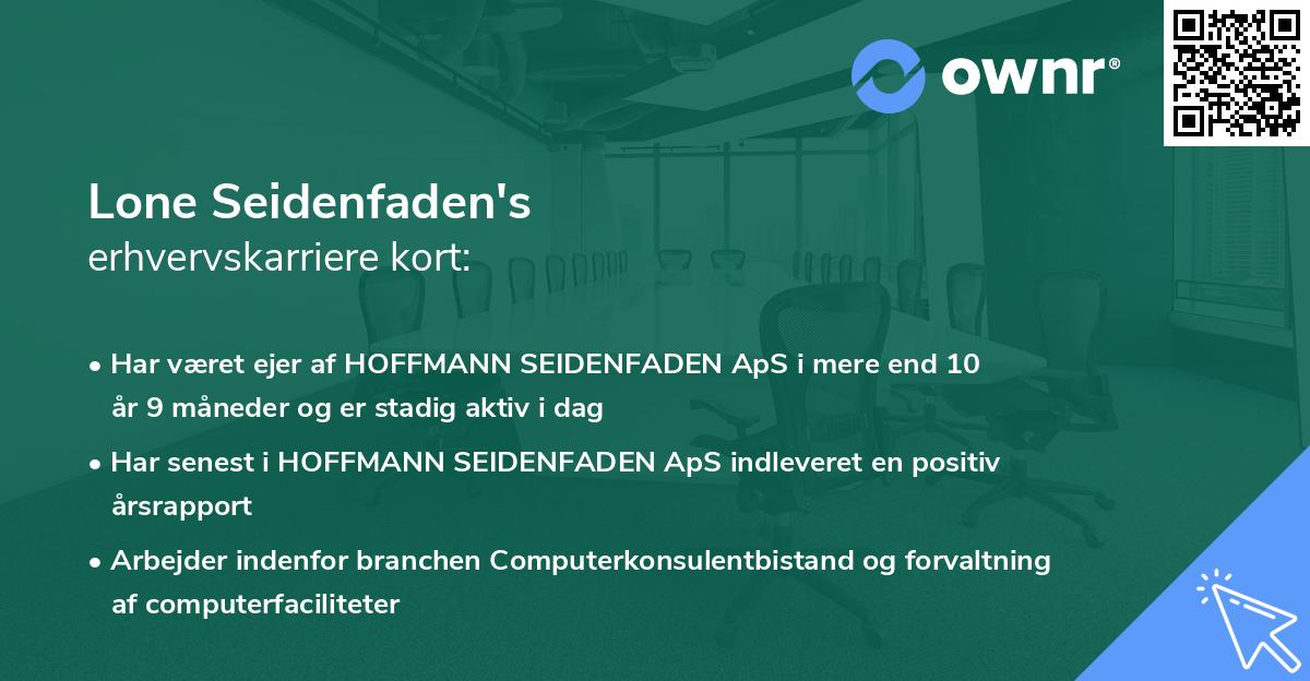 Lone Seidenfaden's erhvervskarriere kort