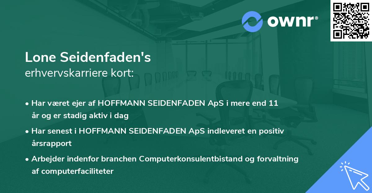 Lone Seidenfaden's erhvervskarriere kort