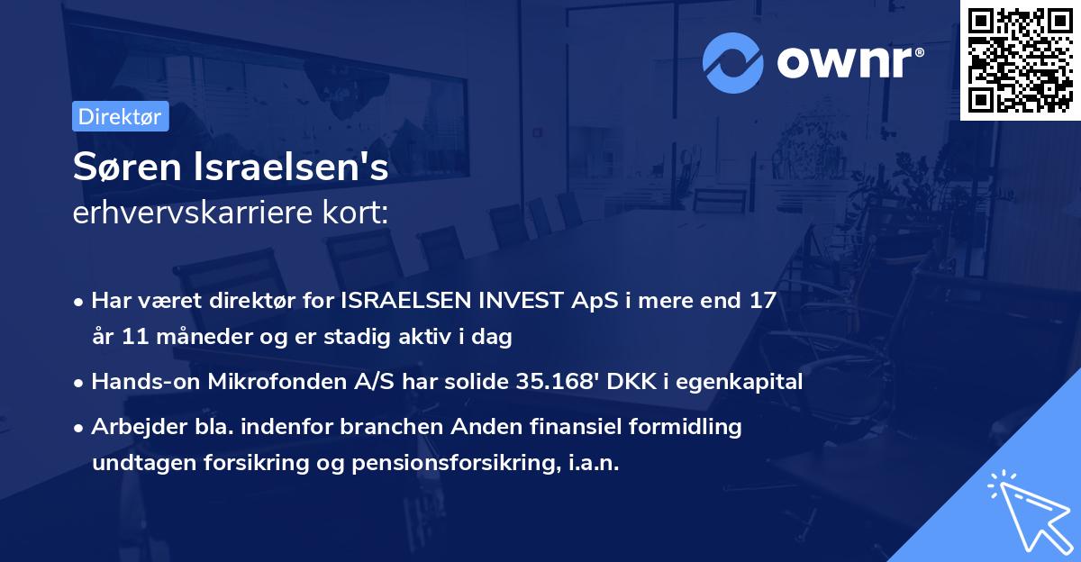 Søren Israelsen's erhvervskarriere kort