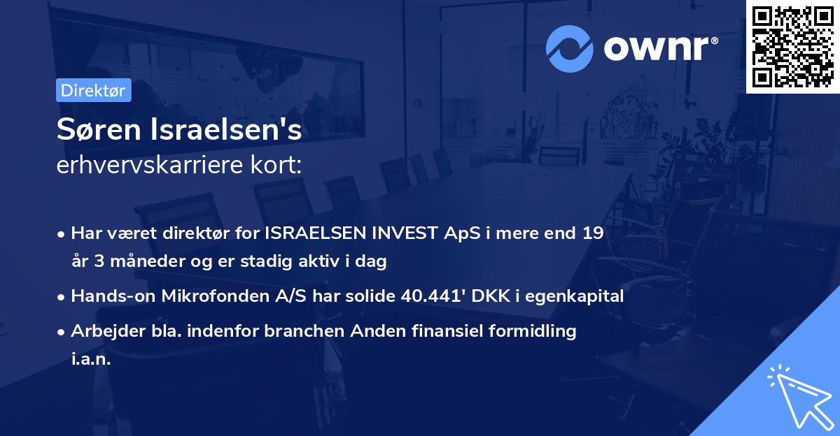 Søren Israelsen's erhvervskarriere kort