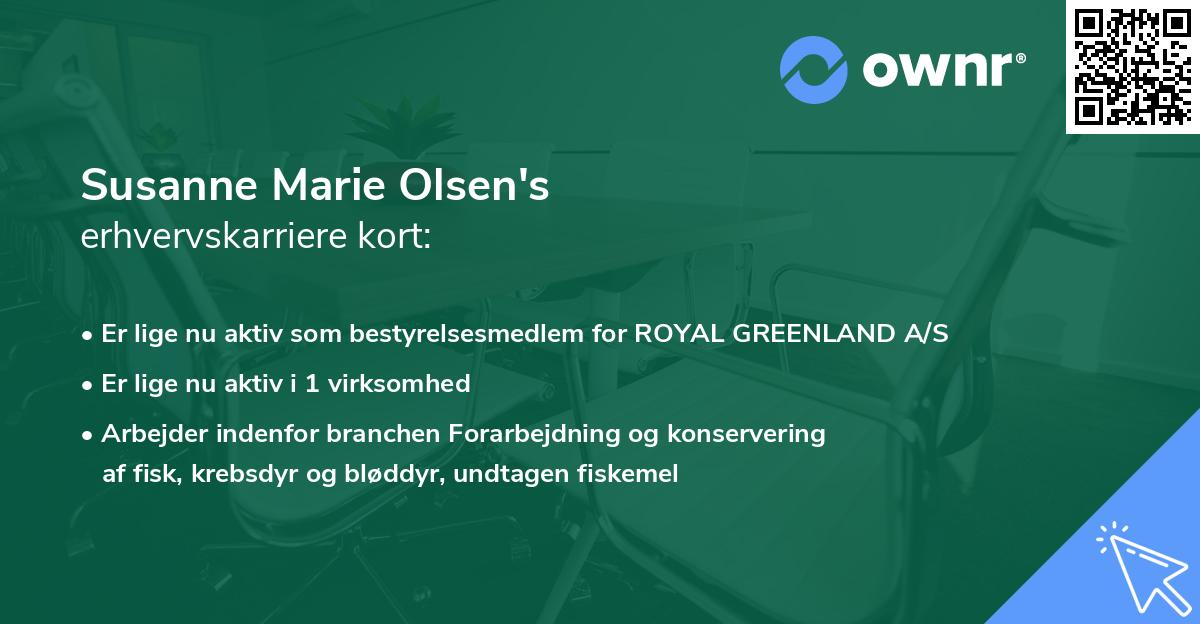 Susanne Marie Olsen's erhvervskarriere kort