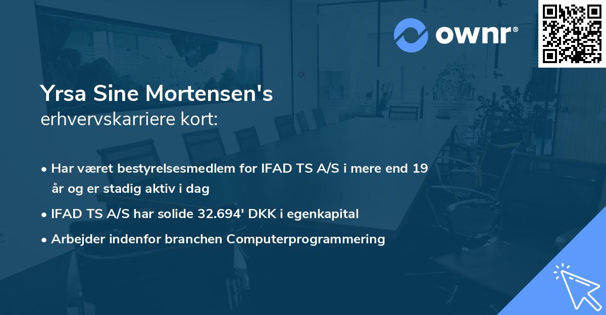 Yrsa Sine Mortensen's erhvervskarriere kort