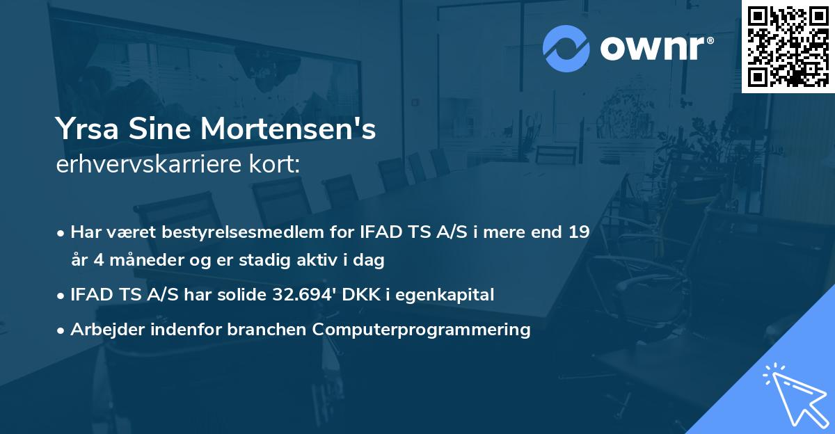 Yrsa Sine Mortensen's erhvervskarriere kort