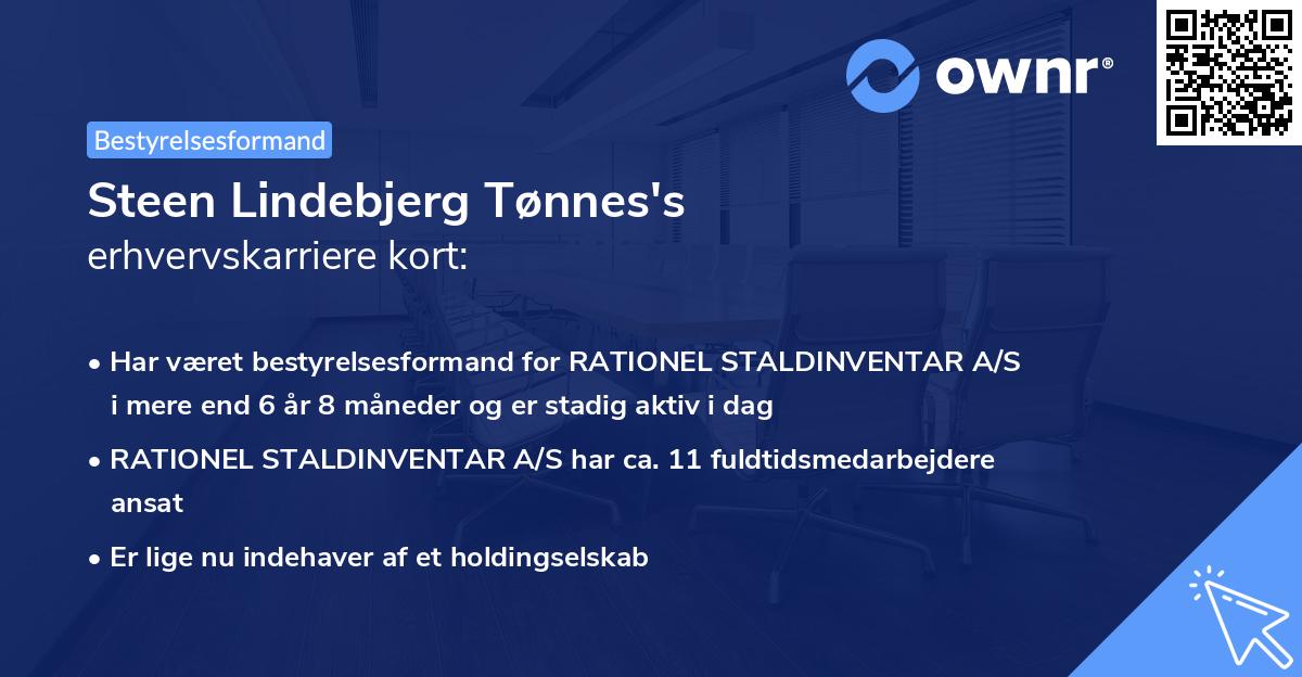 Steen Lindebjerg Tønnes's erhvervskarriere kort