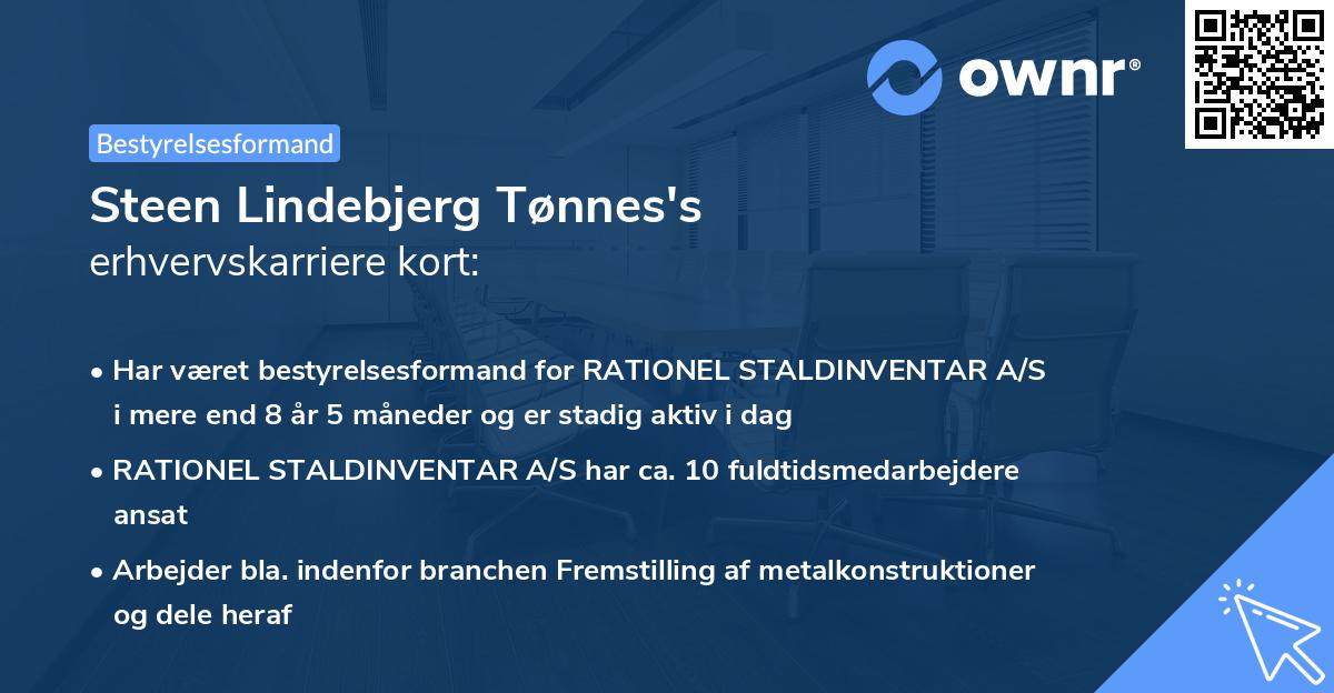 Steen Lindebjerg Tønnes's erhvervskarriere kort