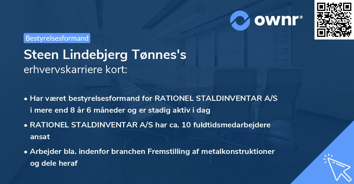 Steen Lindebjerg Tønnes's erhvervskarriere kort