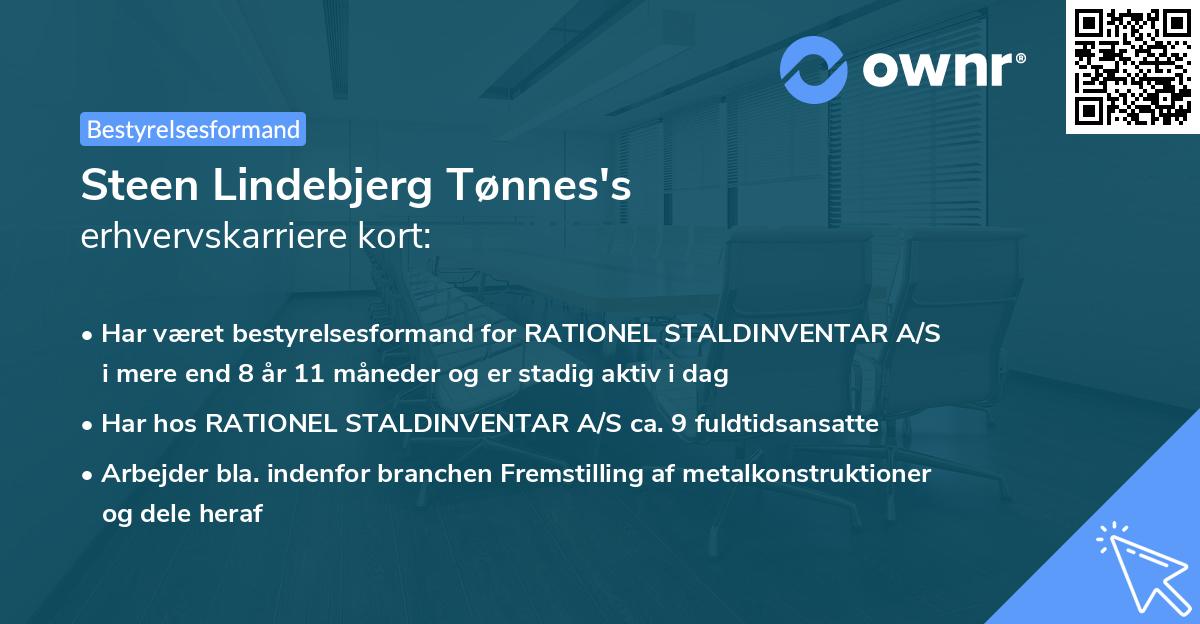 Steen Lindebjerg Tønnes's erhvervskarriere kort