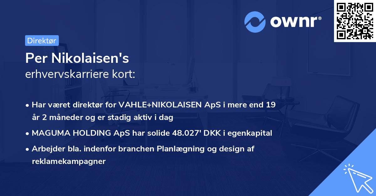 Per Nikolaisen's erhvervskarriere kort