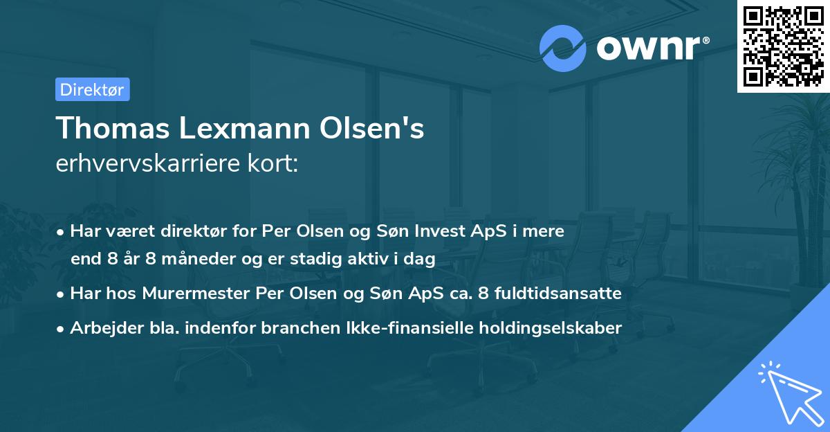 Thomas Lexmann Olsen's erhvervskarriere kort