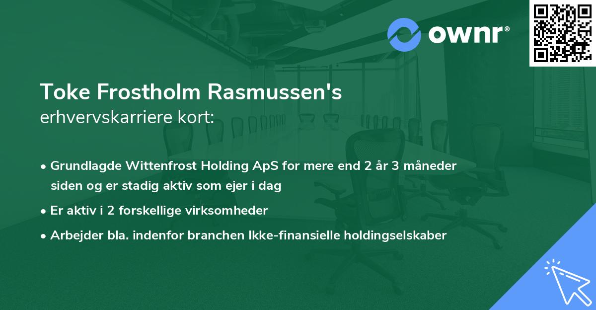 Toke Frostholm Rasmussen's erhvervskarriere kort