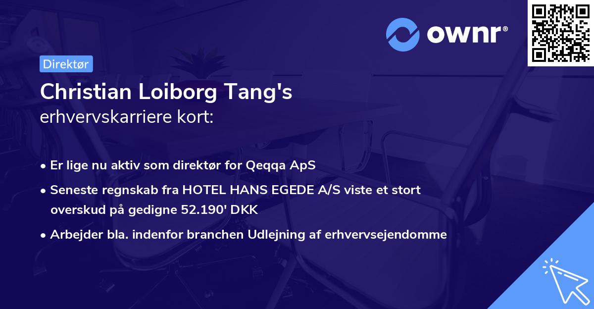 Christian Loiborg Tang's erhvervskarriere kort