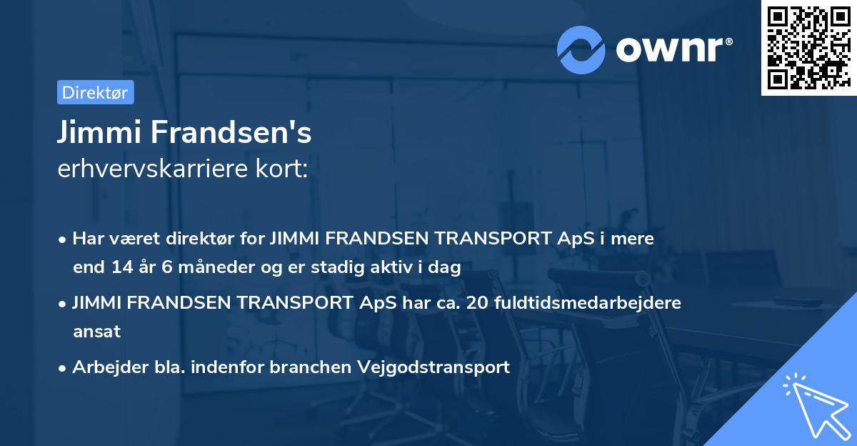 Jimmi Frandsen's erhvervskarriere kort