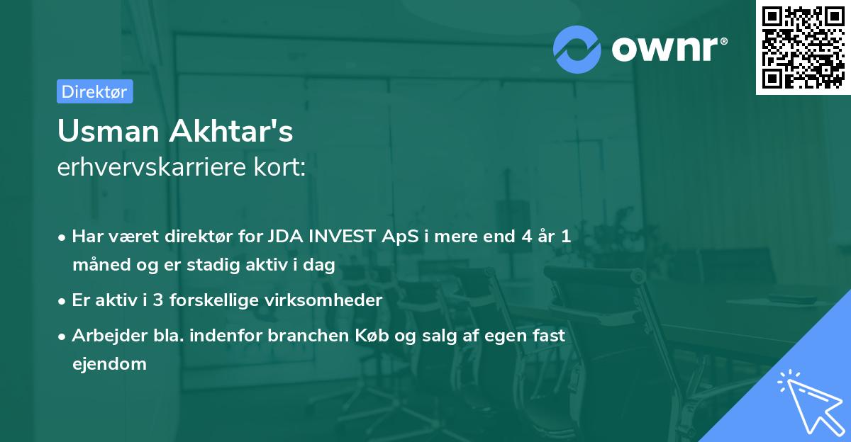 Usman Akhtar's erhvervskarriere kort