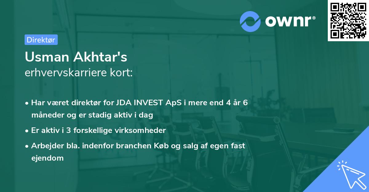 Usman Akhtar's erhvervskarriere kort