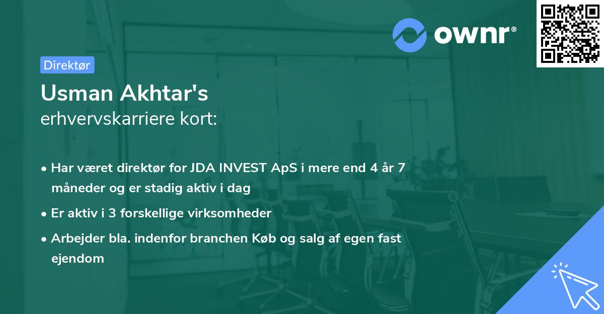 Usman Akhtar's erhvervskarriere kort