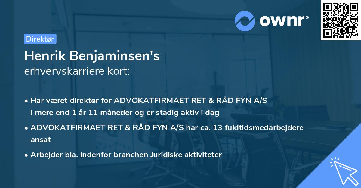 Henrik Benjaminsen's erhvervskarriere kort